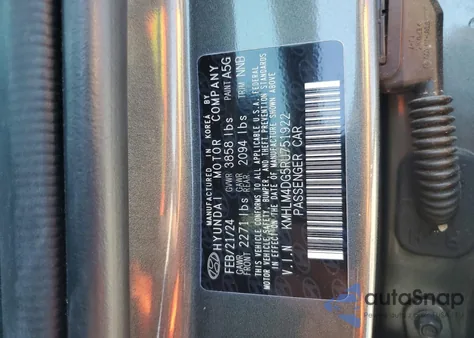 2024 Hyundai Elantra Sel from USA, damaged, VIN KMHLM4DG5RU751922